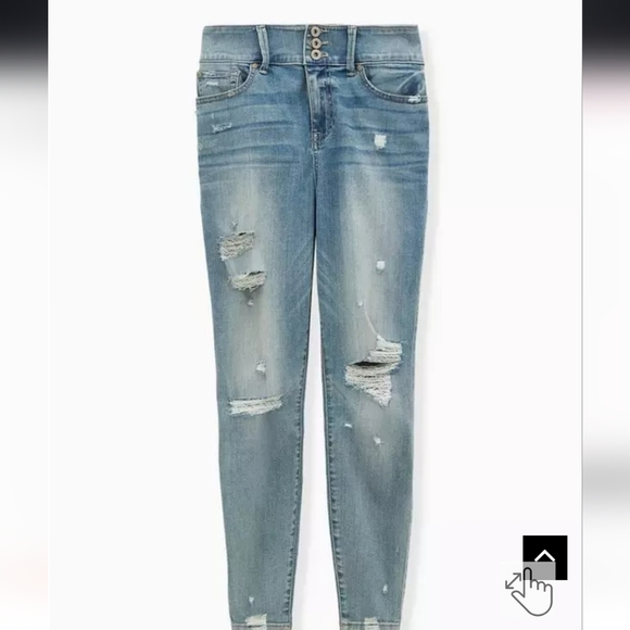 🍁🍂Torrid 18r Jegging Skinny Super Soft High-Rise Destructed Jean - Picture 6 of 6